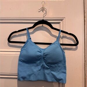 Blue Ribbed Crop Top